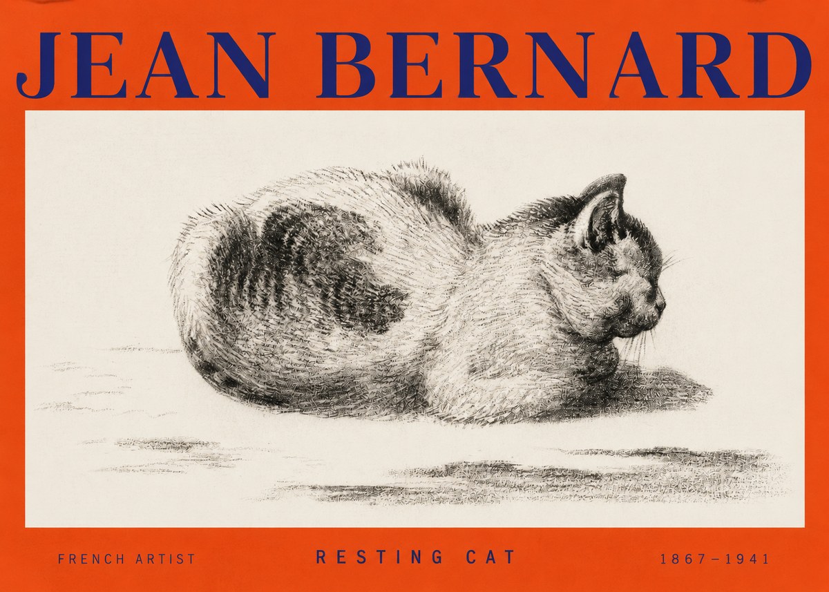 Jean Bernard Resting Cat No2 - Plakat