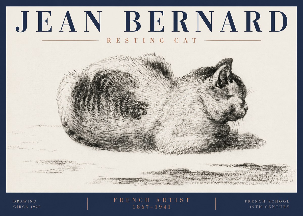Jean Bernard Resting Cat No6 - Plakat