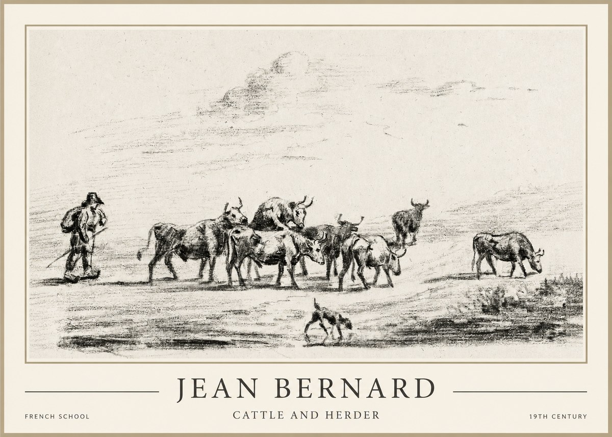 Jean Bernard Cattle and Herder No1 - Plakat
