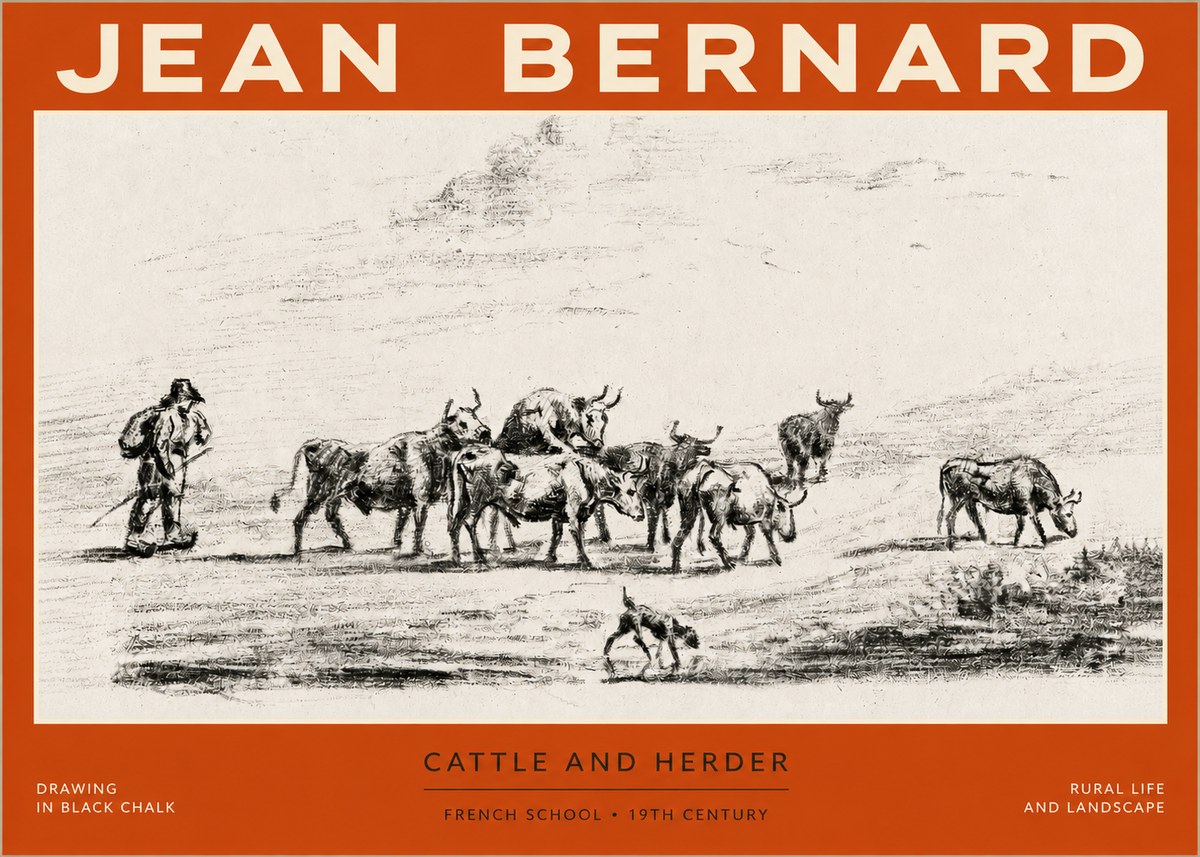 Jean Bernard Cattle and Herder No2 - Plakat