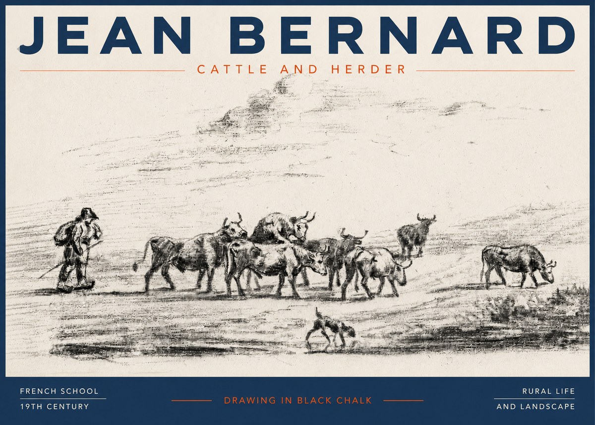 Jean Bernard Cattle and Herder No3 - Plakat