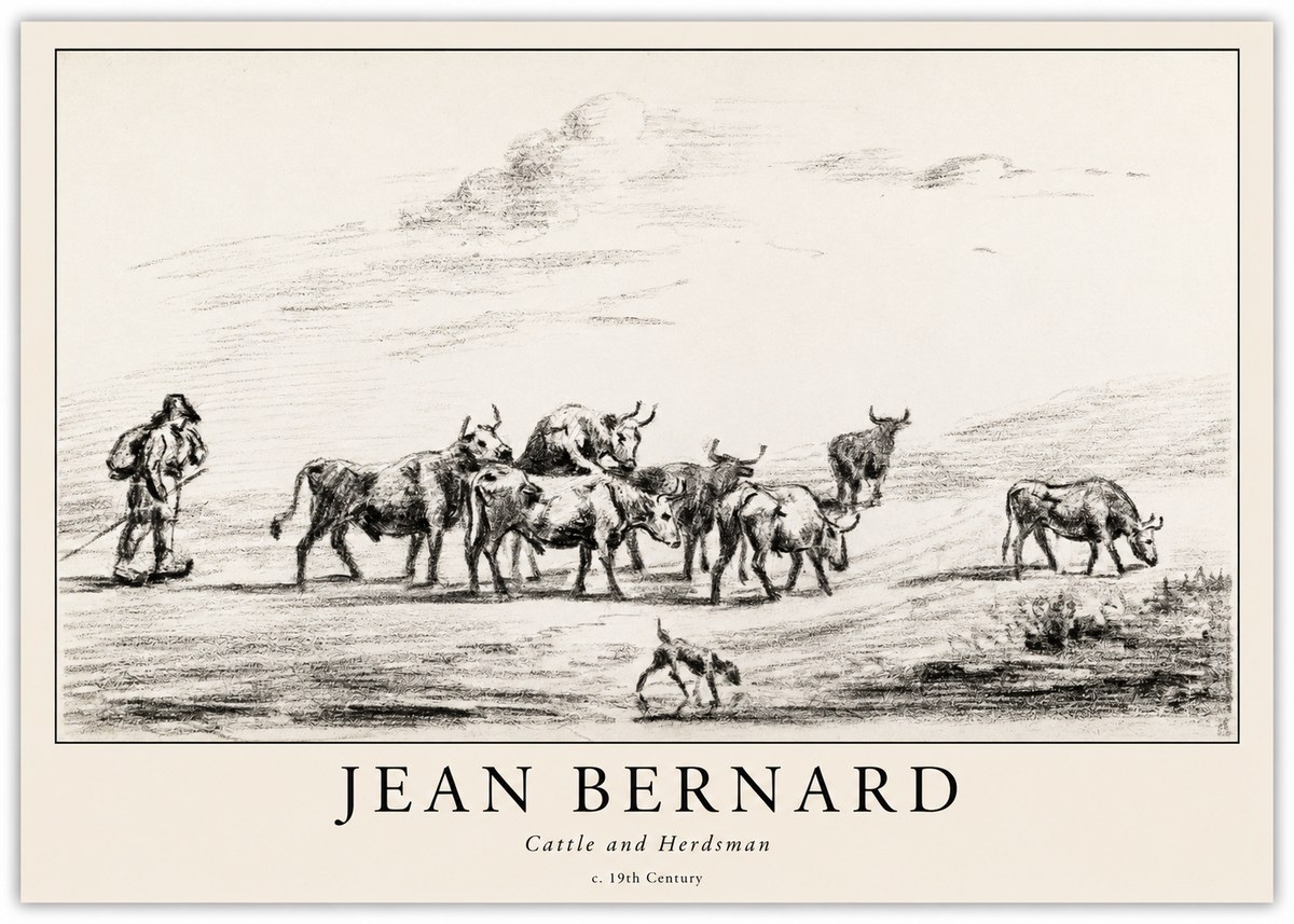 Jean Bernard Cattle and Herder No6 - Plakat