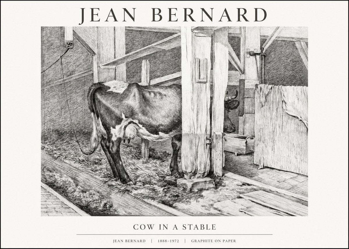 Jean Bernard Cow in a Stable No1 - Plakat