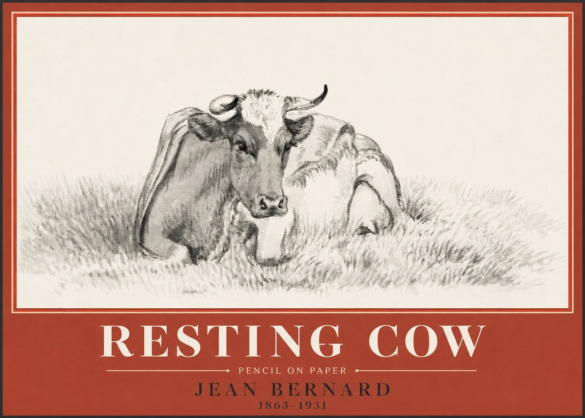 Jean Bernard Resting Cow IV No4 - Plakat