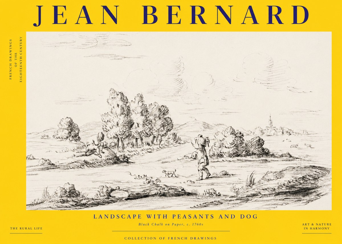 Jean Bernard Landscape with Figures and Distant Village No6 - Plakat