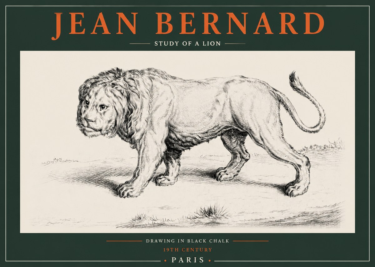 Jean Bernard Study of a Lion II No2 - Plakat