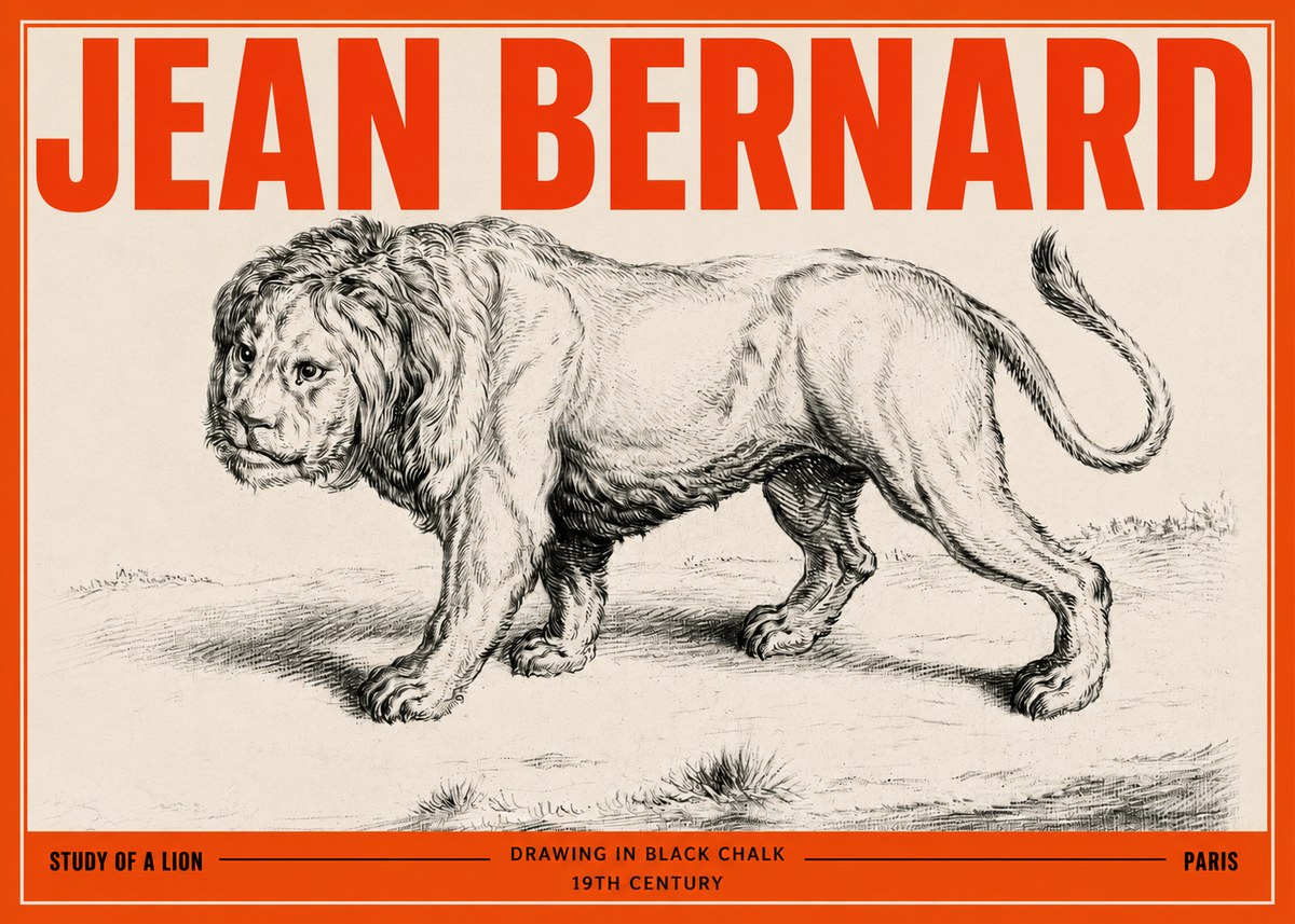Jean Bernard Study of a Lion II No3 - Plakat