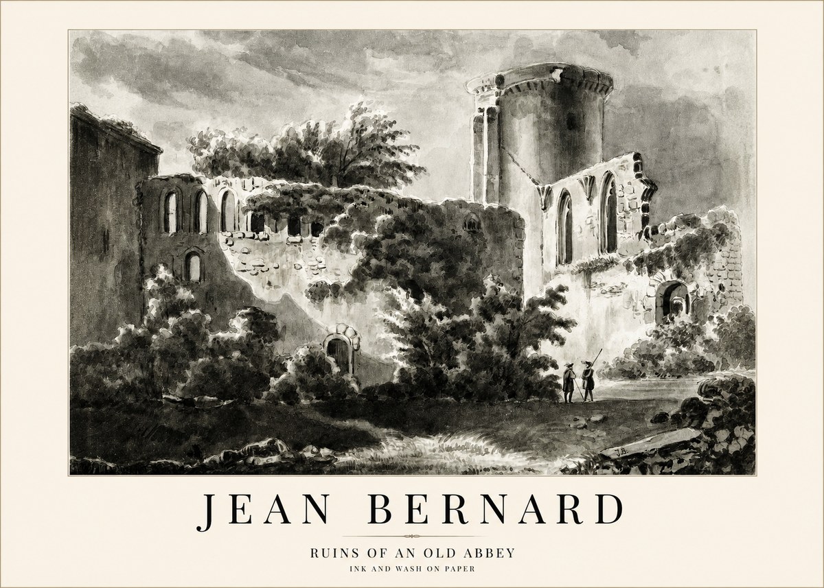 Jean Bernard Ruins of an Old Abbey No1 - Plakat