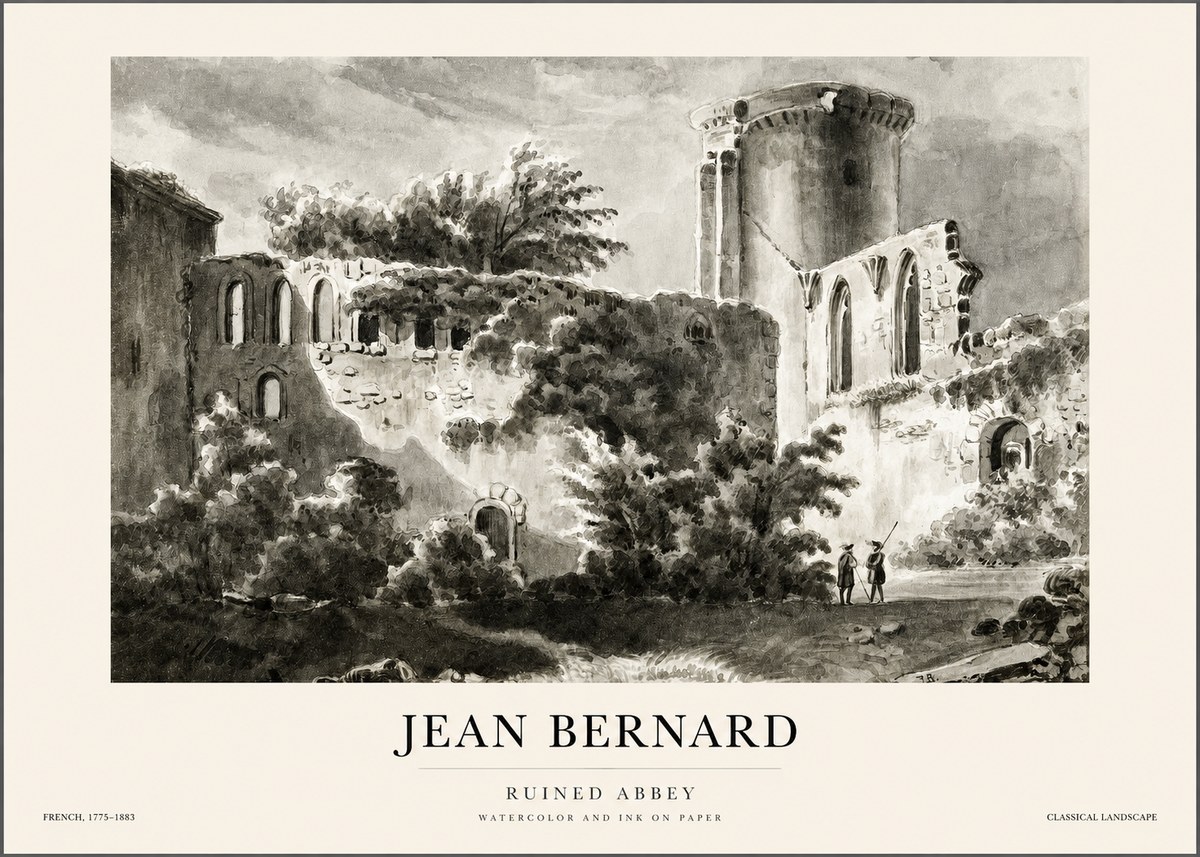 Jean Bernard Ruins of an Old Abbey No2 - Plakat