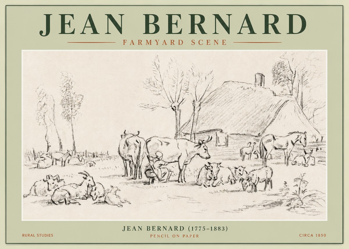 Jean Bernard Farmyard Scene No3 - Plakat