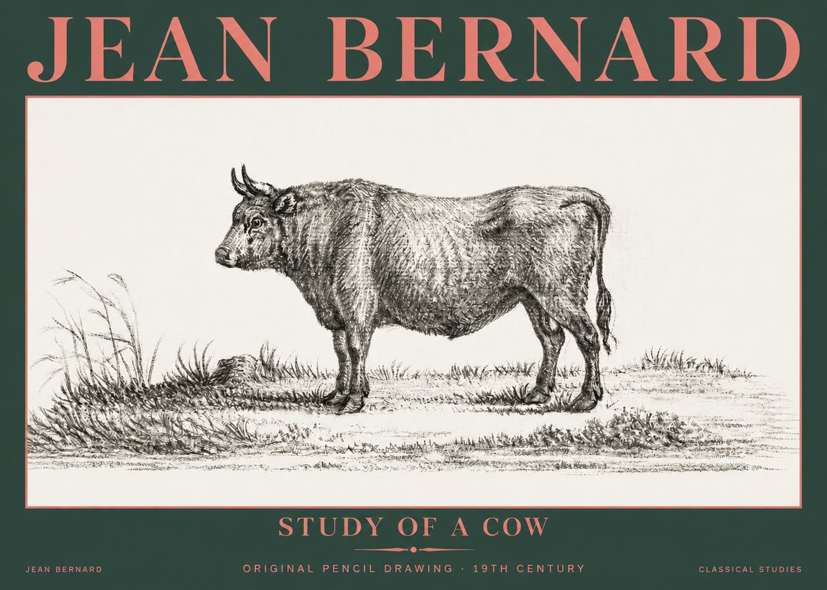 Jean Bernard Study of a Cow XIII No5 - Plakat