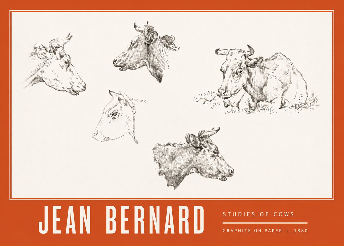 Jean Bernard Studies of Cows I No3 - Plakat
