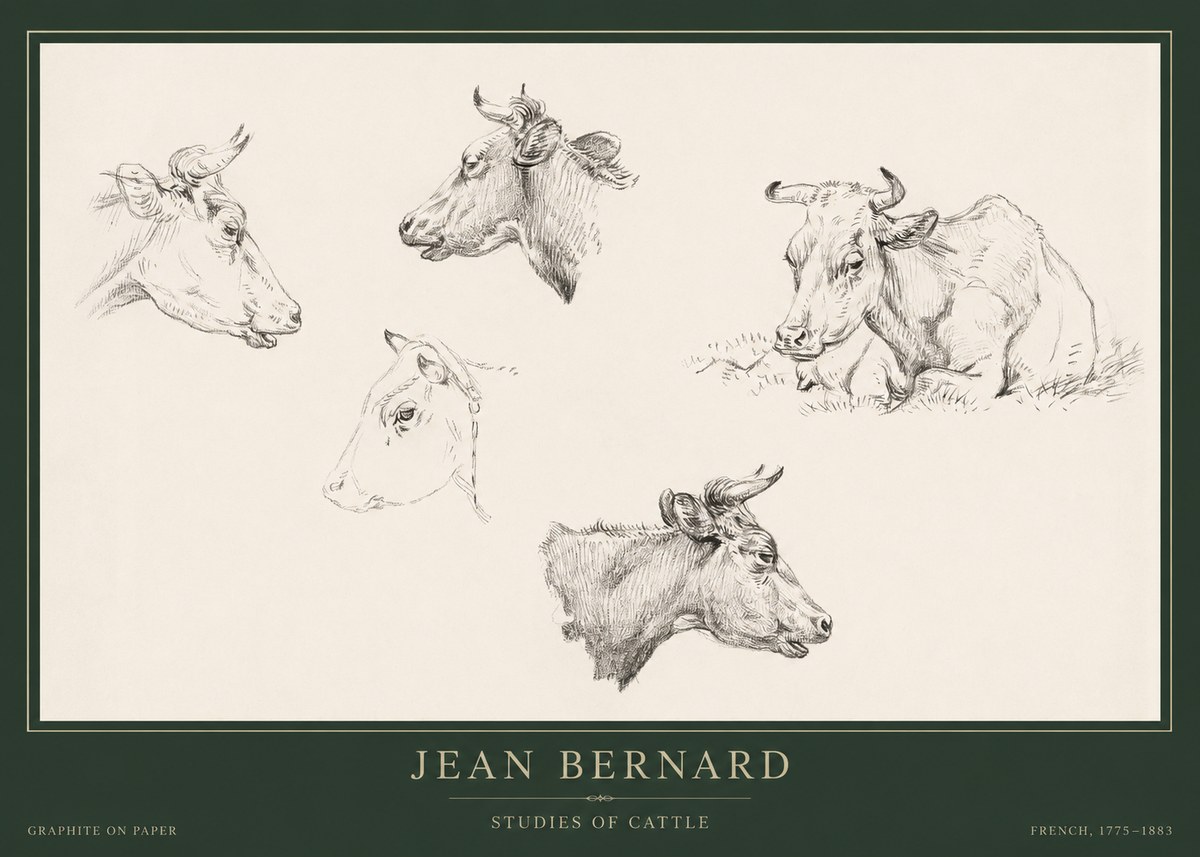 Jean Bernard Studies of Cows I No5 - Plakat