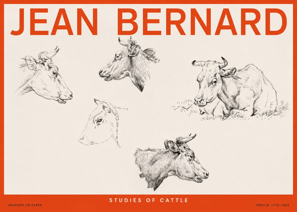 Jean Bernard Studies of Cows I No6 - Plakat