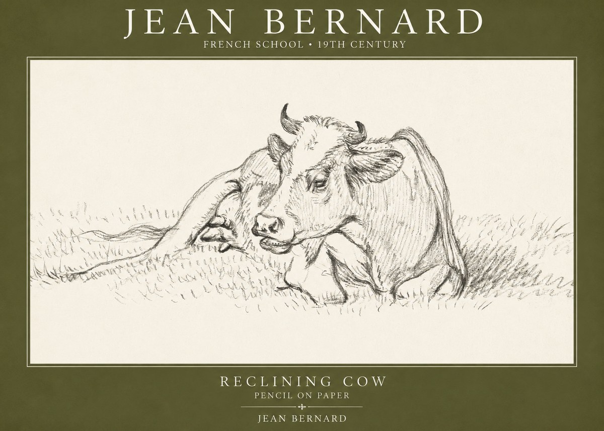 Jean Bernard Reclining Cow III No1 - Plakat