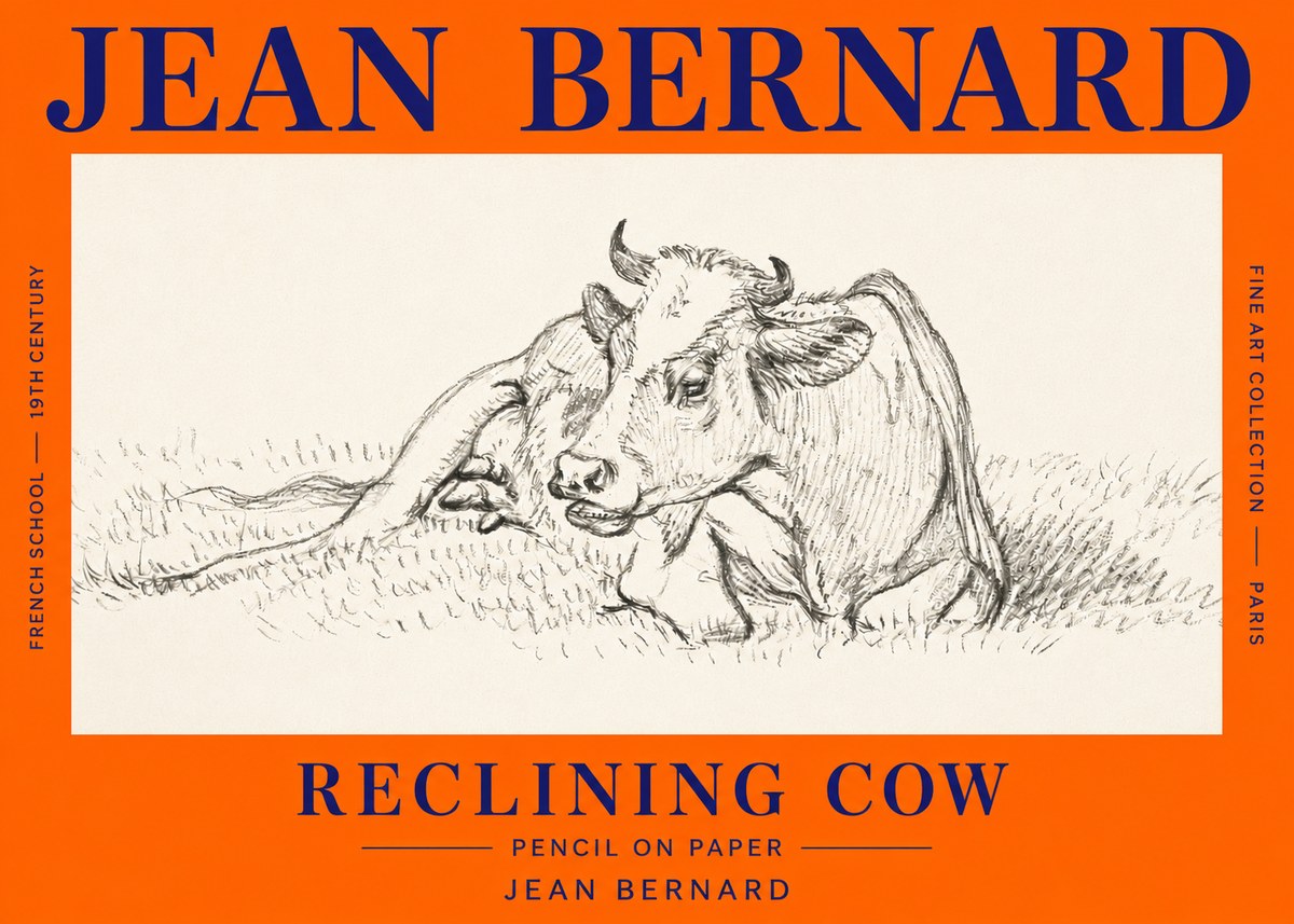 Jean Bernard Reclining Cow III No3 - Plakat