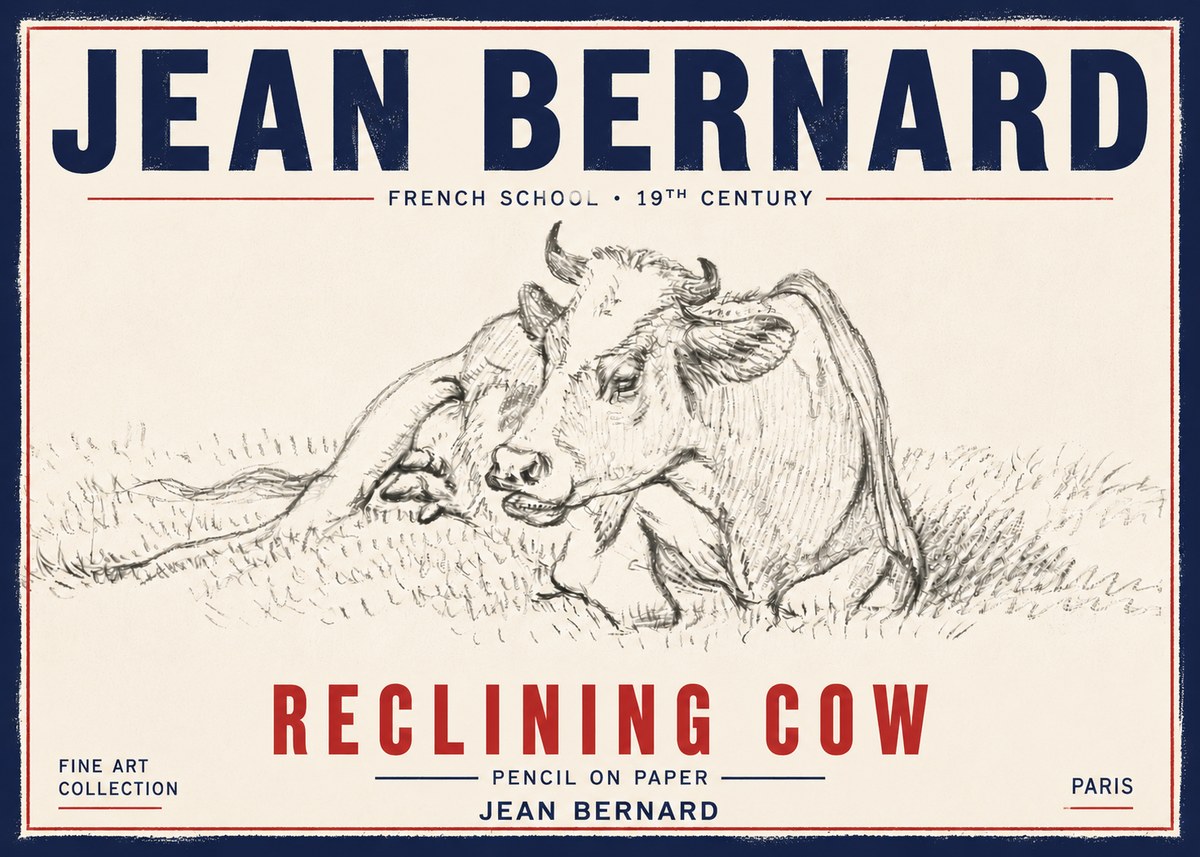 Jean Bernard Reclining Cow III No6 - Plakat