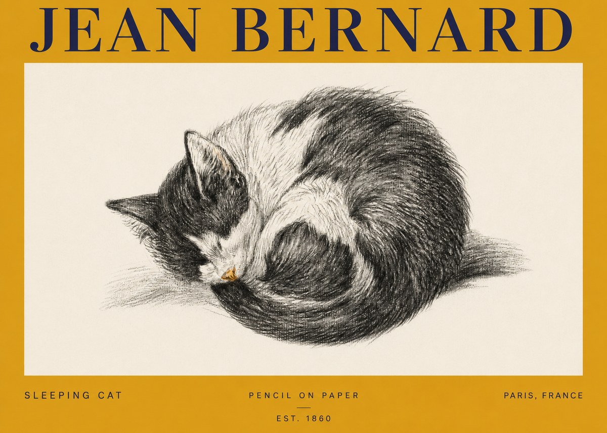 Jean Bernard Sleeping Cat VIII No3 - Plakat