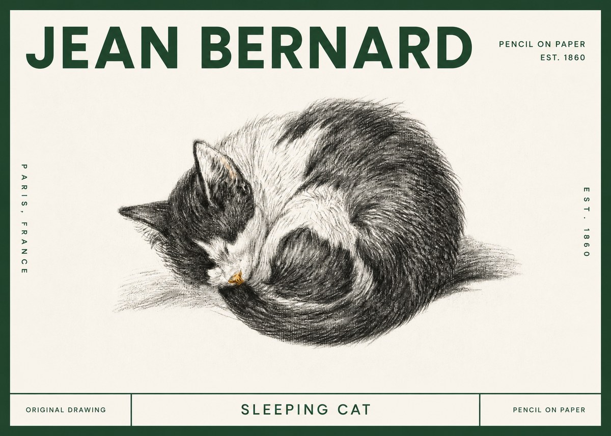 Jean Bernard Sleeping Cat VIII No4 - Plakat