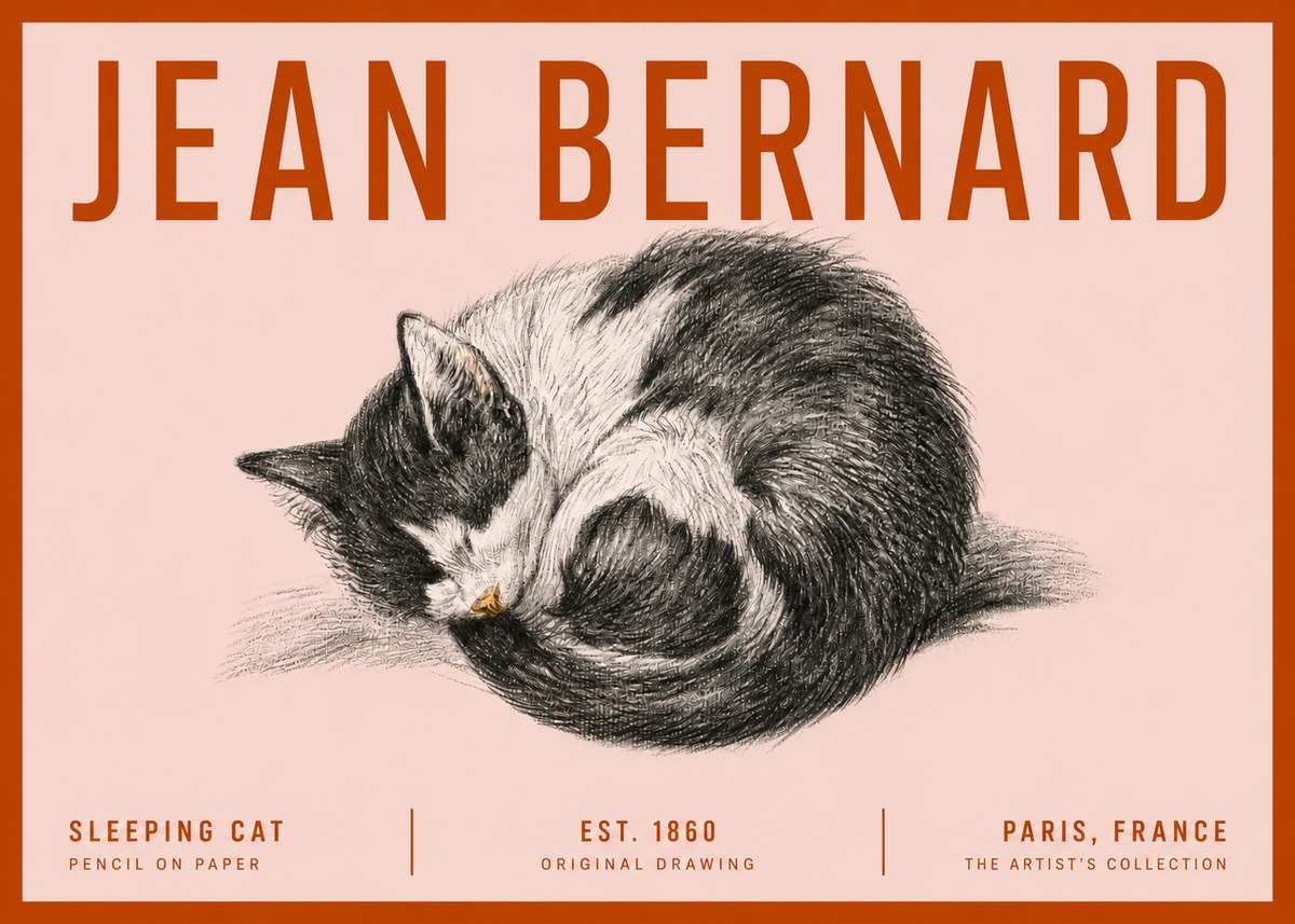 Jean Bernard Sleeping Cat VIII No5 - Plakat