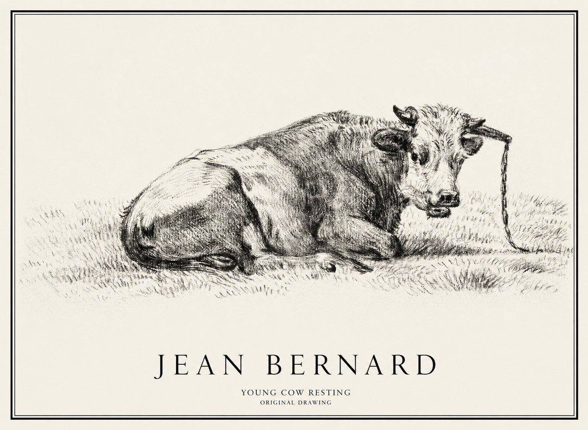 Jean Bernard Young Cow Resting No1 - Plakat