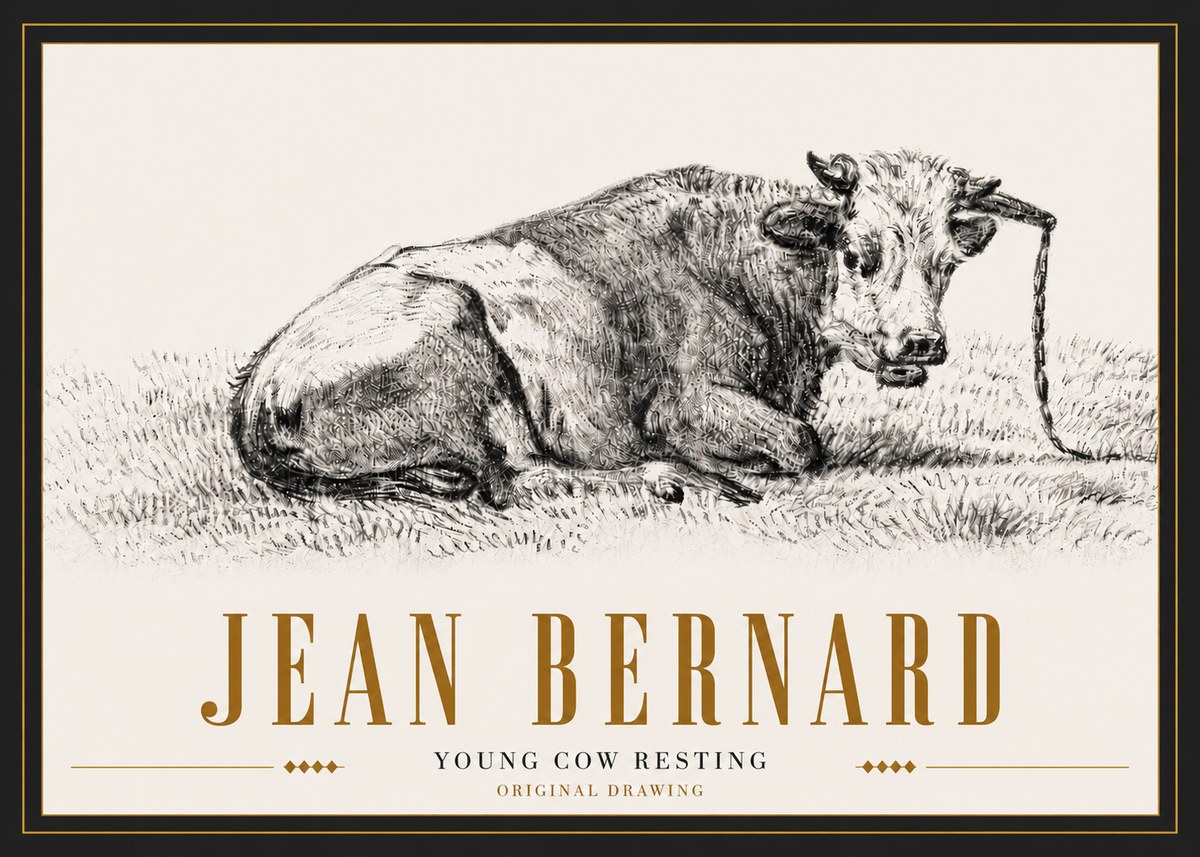Jean Bernard Young Cow Resting No5 - Plakat