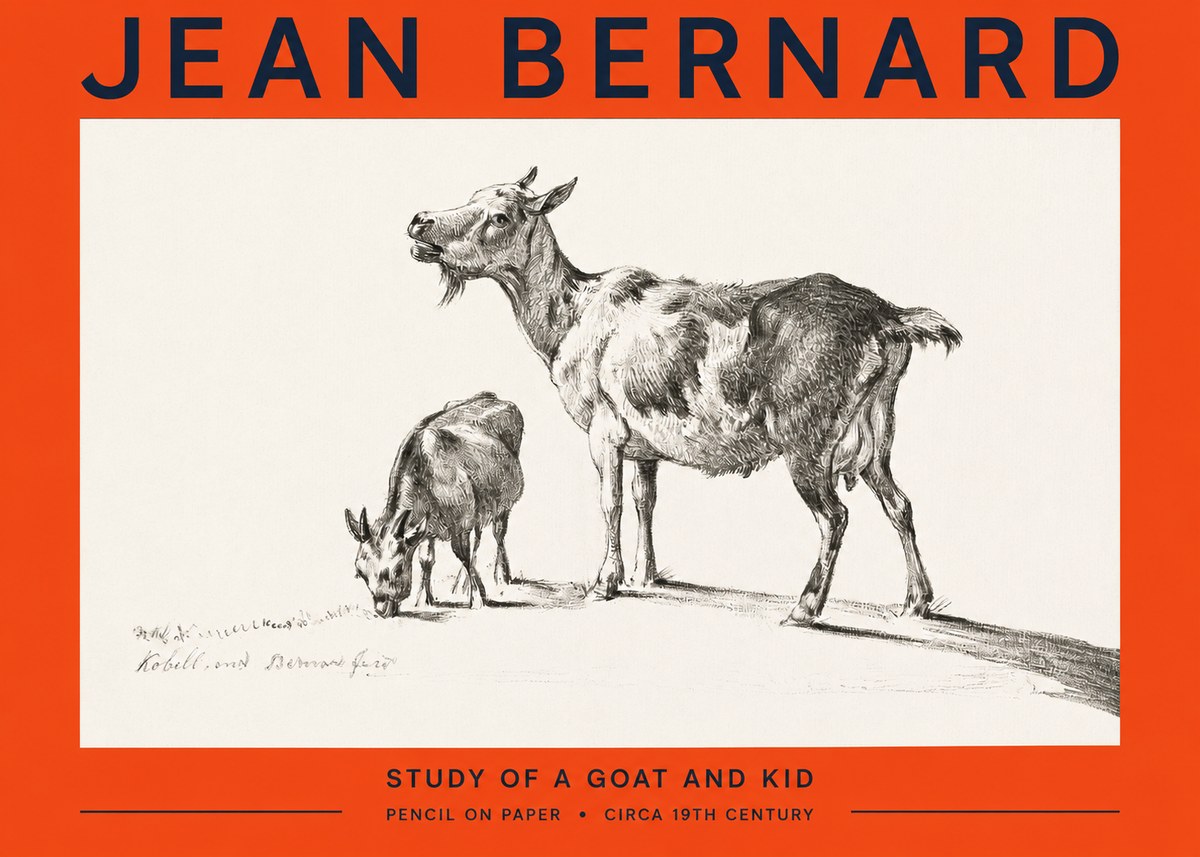Jean Bernard Study of a Goat and Kid No2 - Plakat