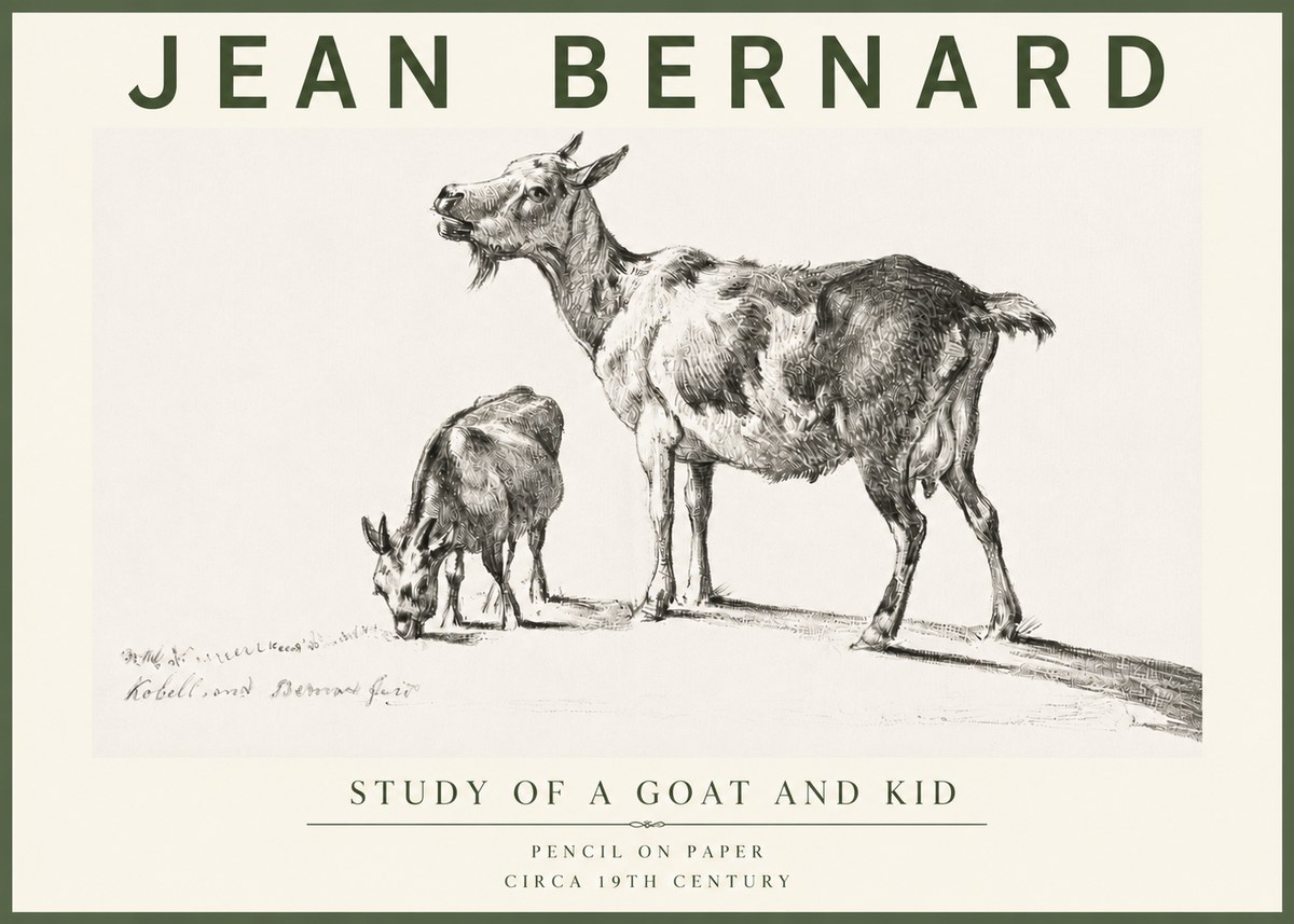Jean Bernard Study of a Goat and Kid No4 - Plakat