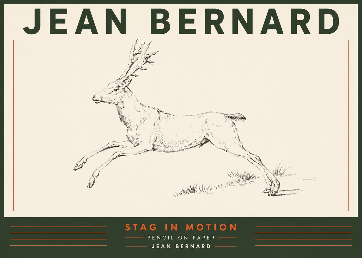 Jean Bernard Stag in Motion No4 - Plakat