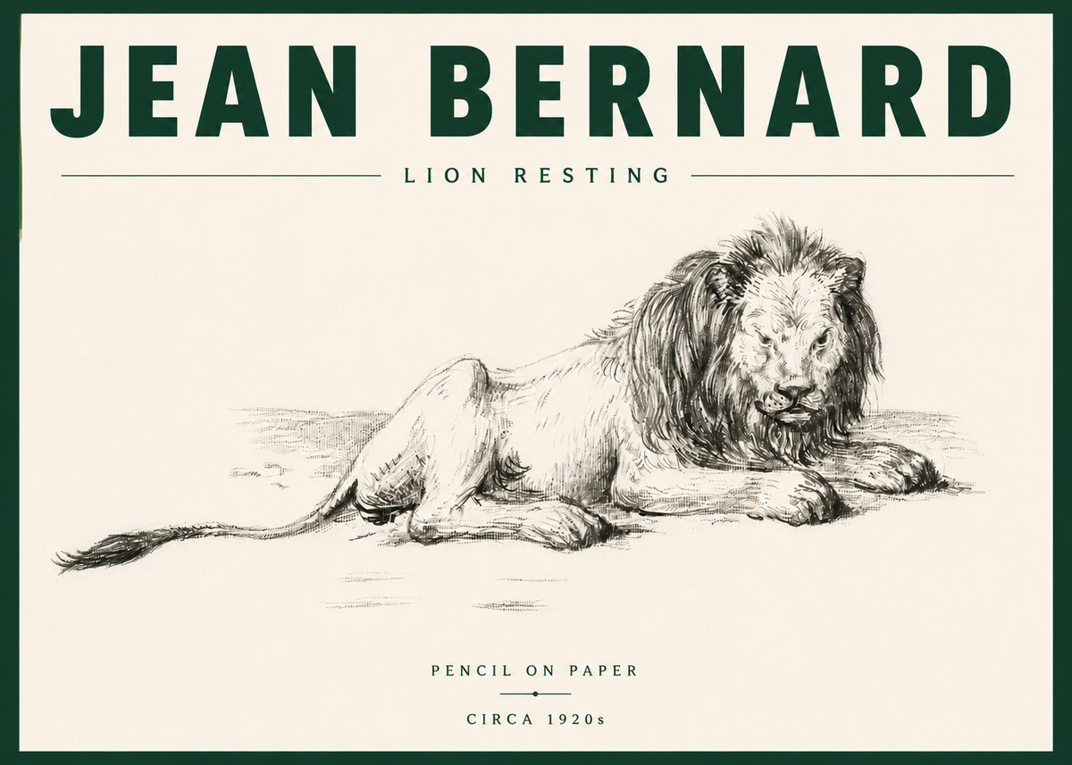 Jean Bernard Lion Resting No6 - Plakat