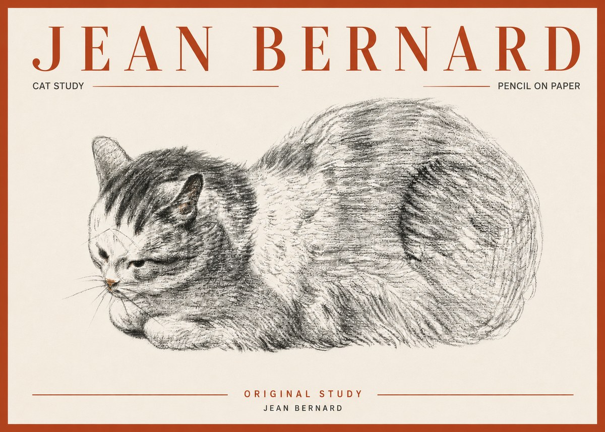 Jean Bernard Cat Study X No5 - Plakat