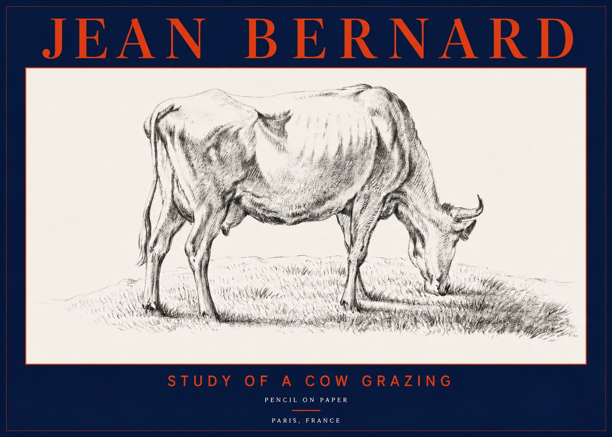 Jean Bernard Study of a Cow Grazing II No5 - Plakat