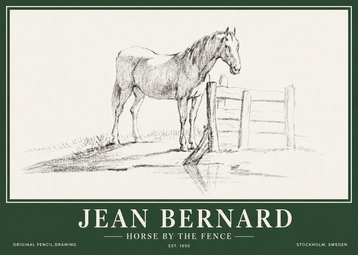 Jean Bernard Horse by the Fence No3 - Plakat