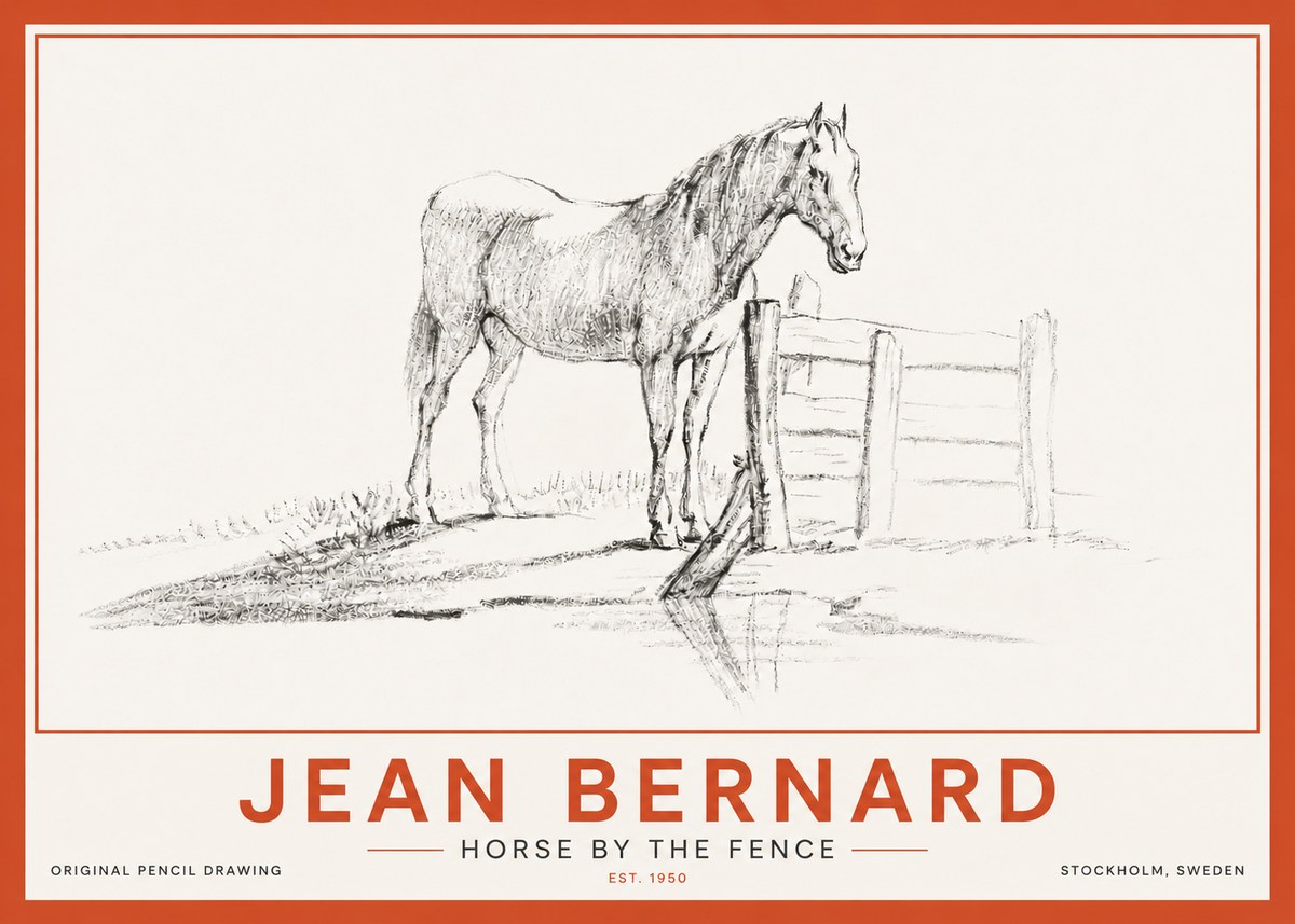 Jean Bernard Horse by the Fence No4 - Plakat
