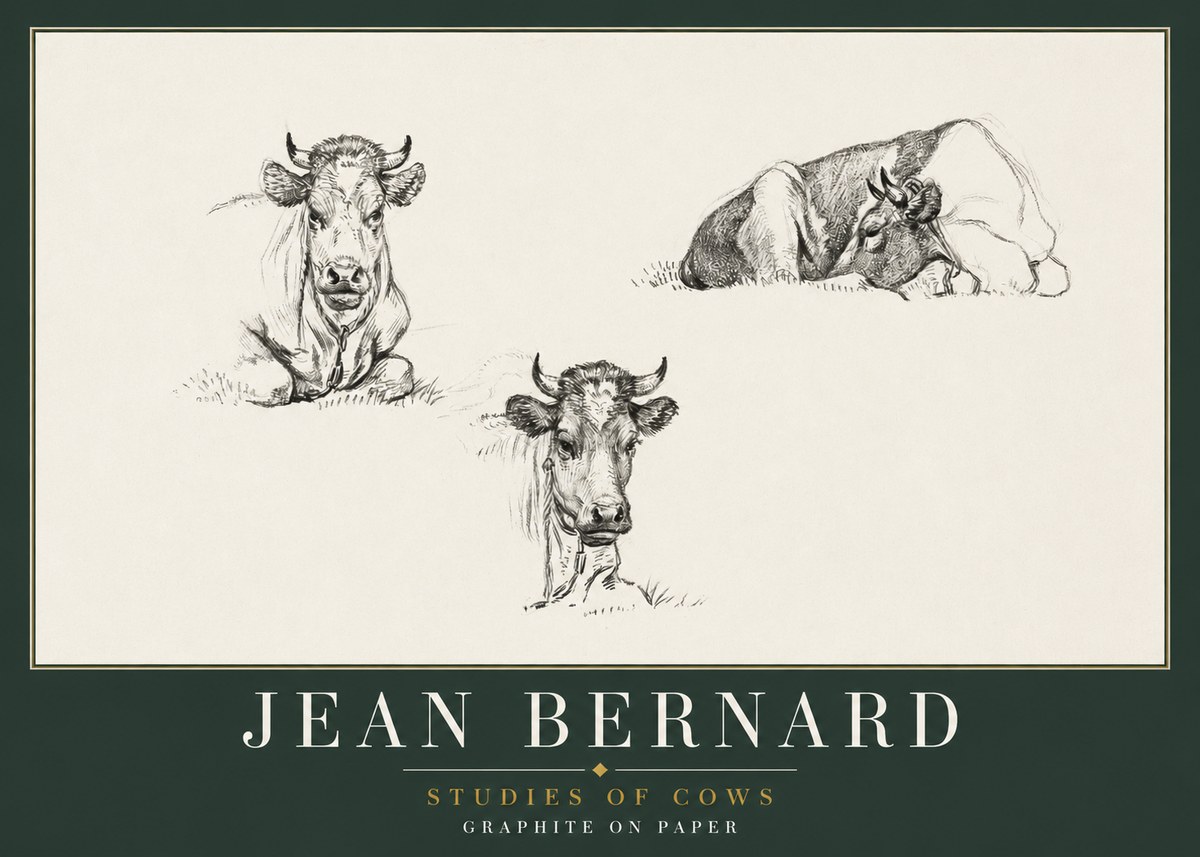 Jean Bernard Studies of Cows II No2 - Plakat