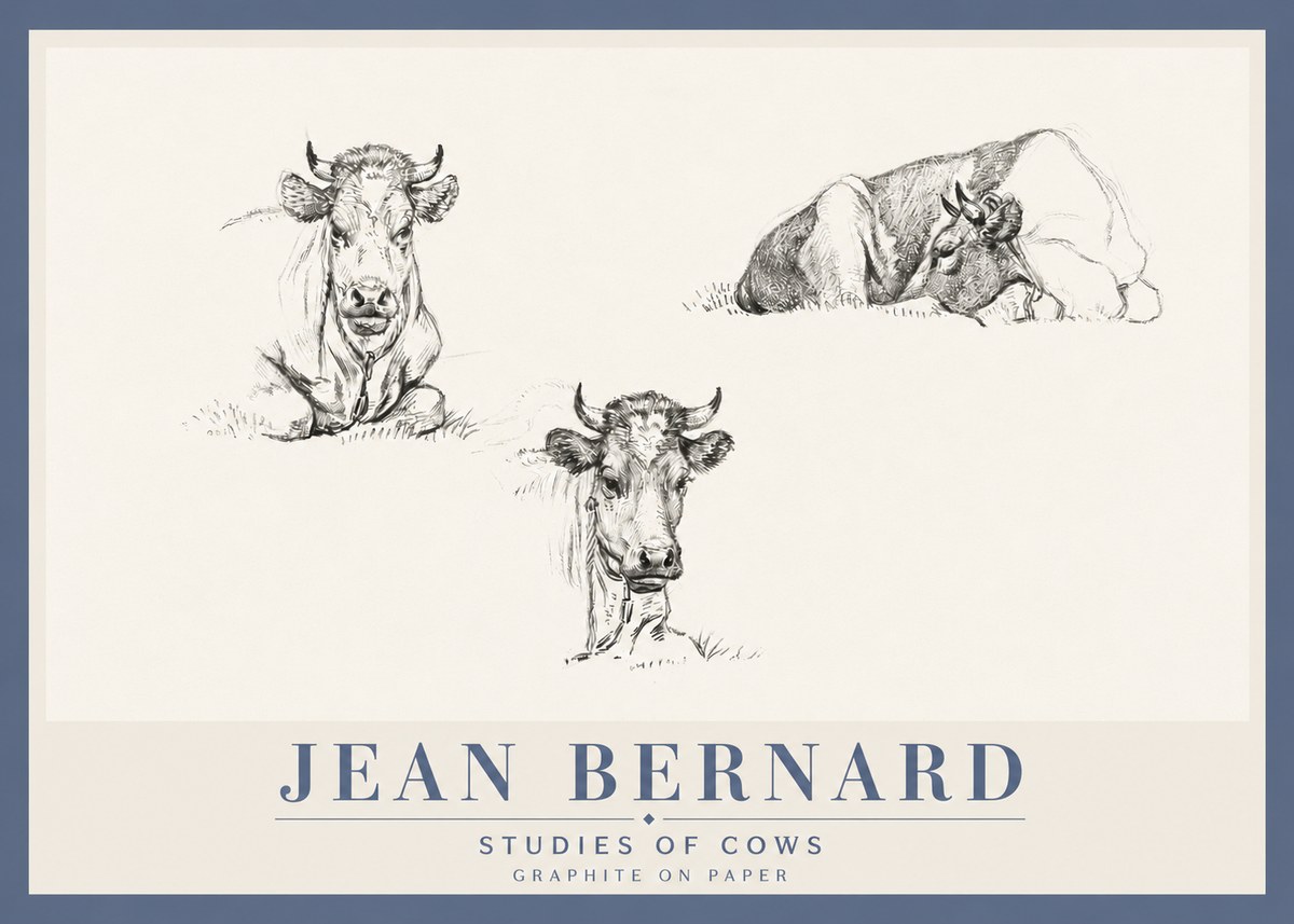 Jean Bernard Studies of Cows II No4 - Plakat