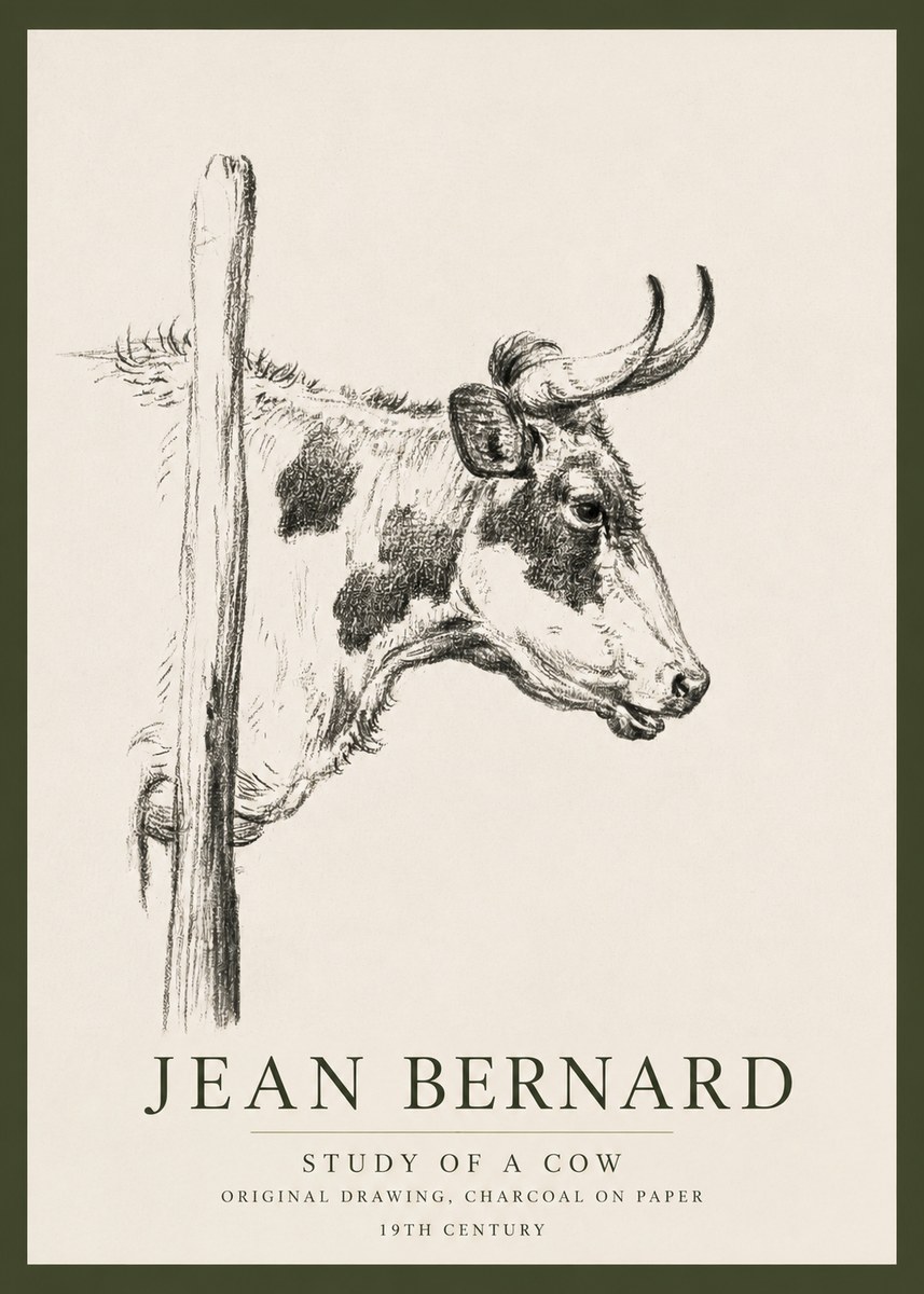 Jean Bernard Study of a Cow XVII No3 - Plakat