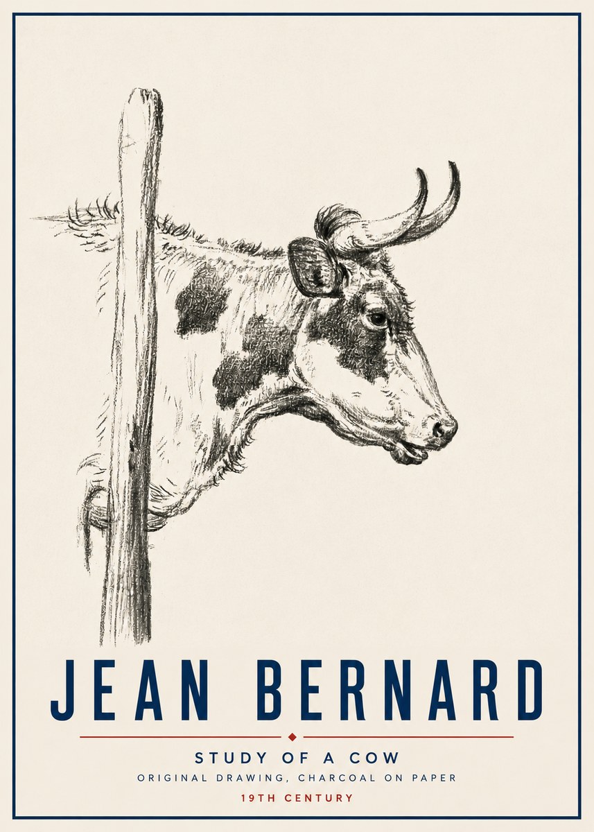 Jean Bernard Study of a Cow XVII No5 - Plakat