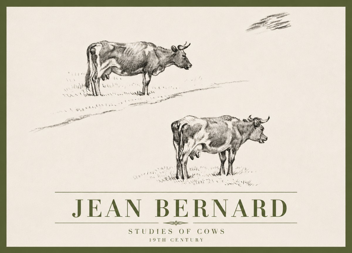 Jean Bernard Studies of Cows III No4 - Plakat