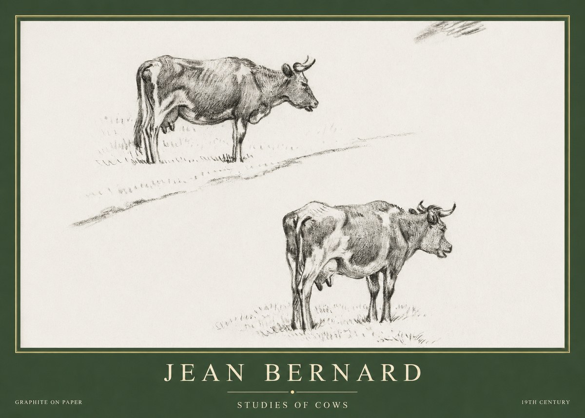 Jean Bernard Studies of Cows III No5 - Plakat