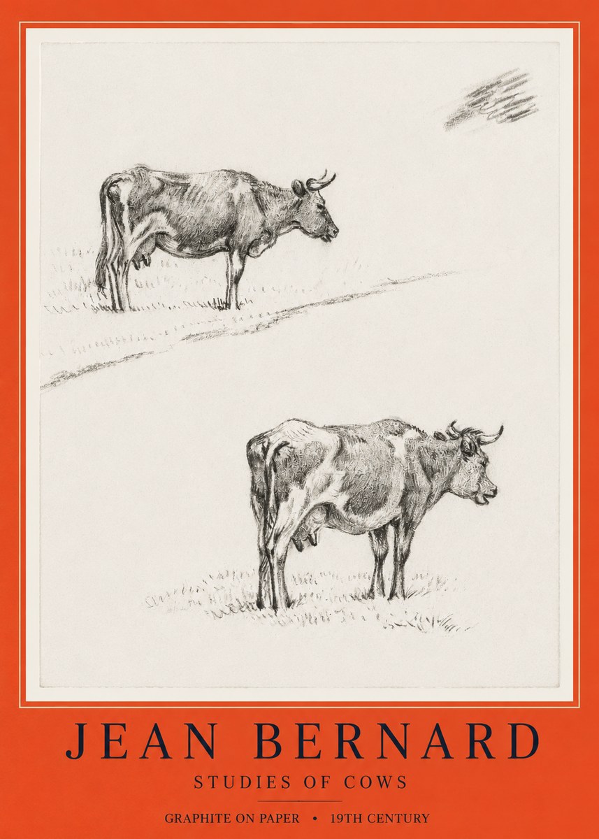 Jean Bernard Studies of Cows III No6 - Plakat
