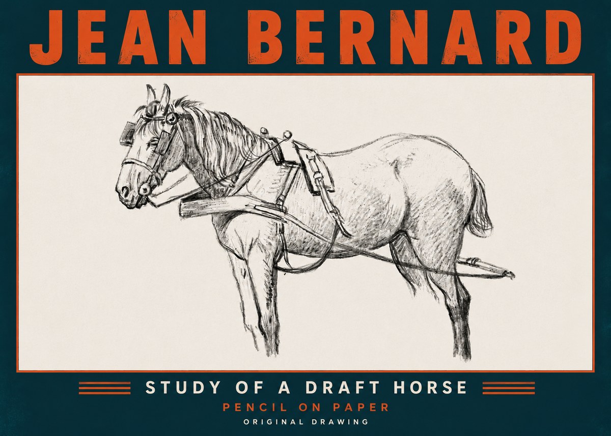 Jean Bernard Study of a Draft Horse I No6 - Plakat