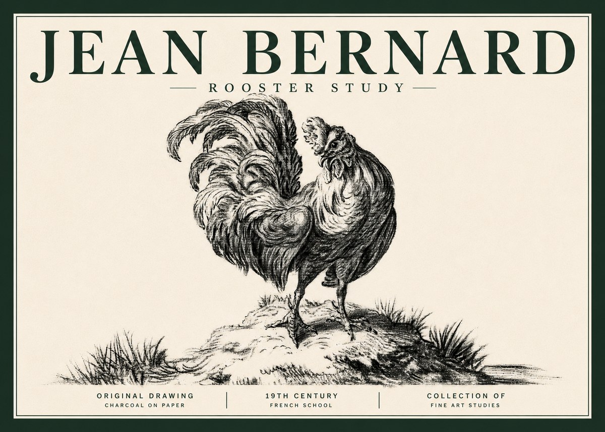 Jean Bernard Study of a Rooster No5 - Plakat