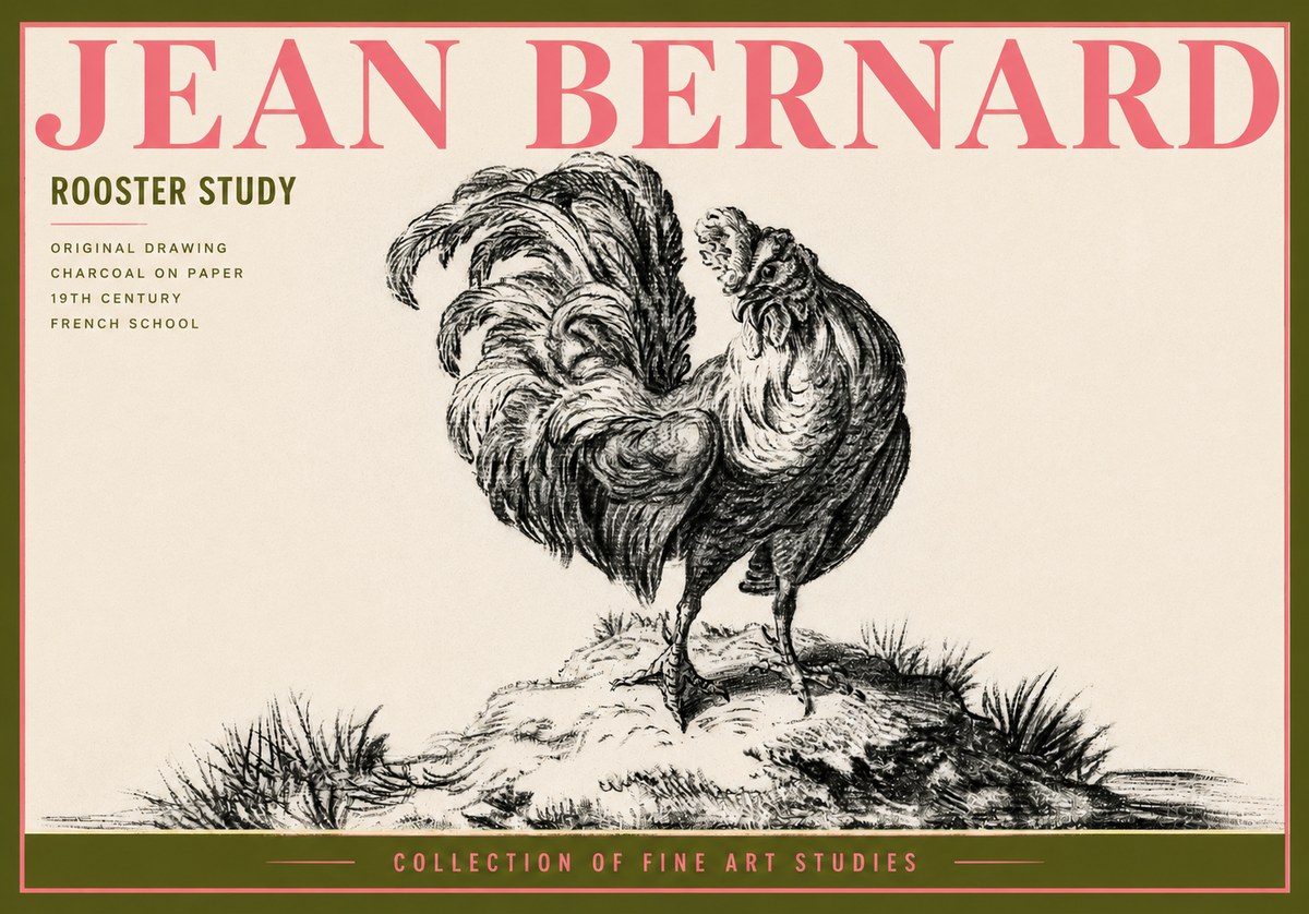 Jean Bernard Study of a Rooster No6 - Plakat