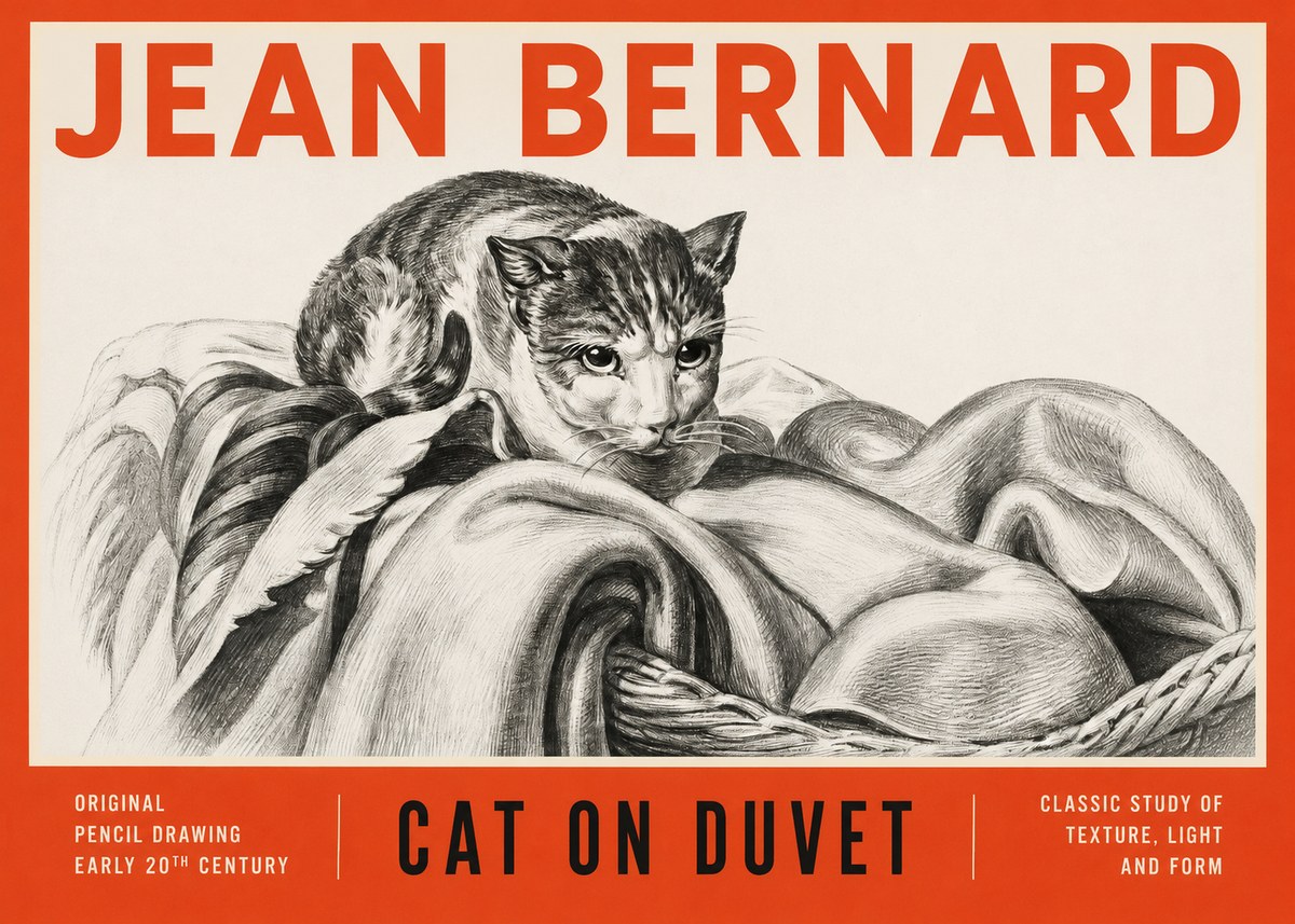 Jean Bernard Cat on a Blanket No4 - Plakat