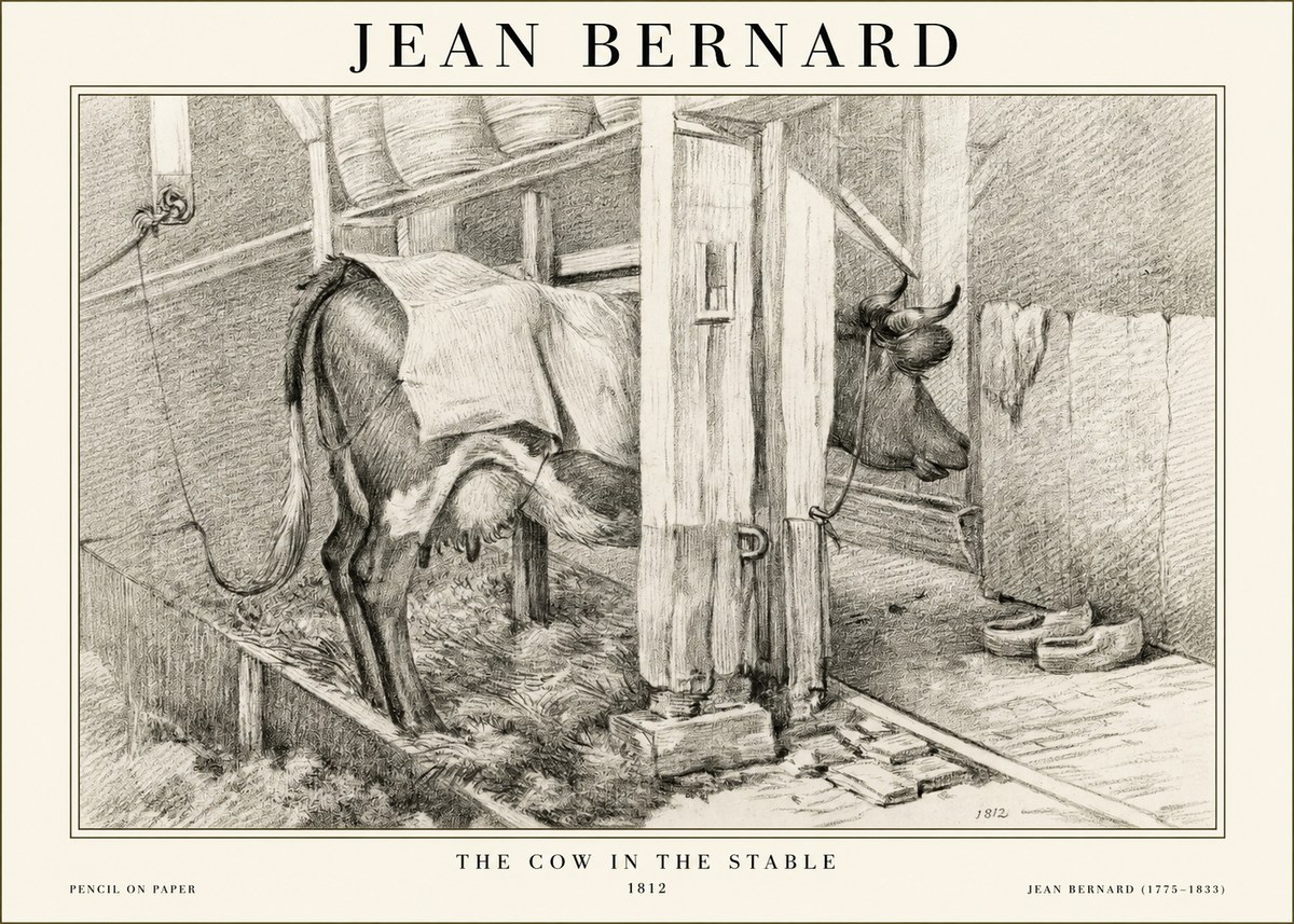 Jean Bernard The Cow in the Stable No1 - Plakat