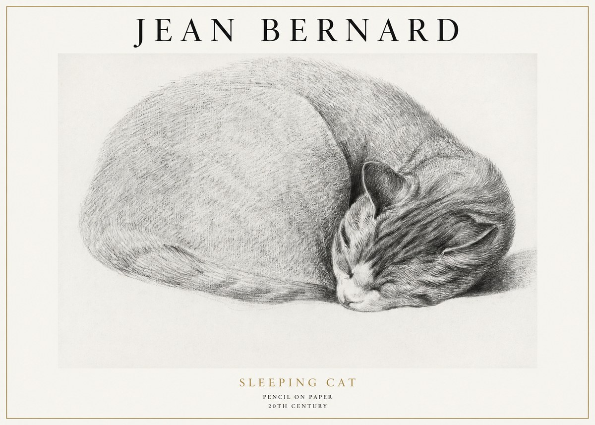 Jean Bernard Sleeping Cat IX No1 - Plakat