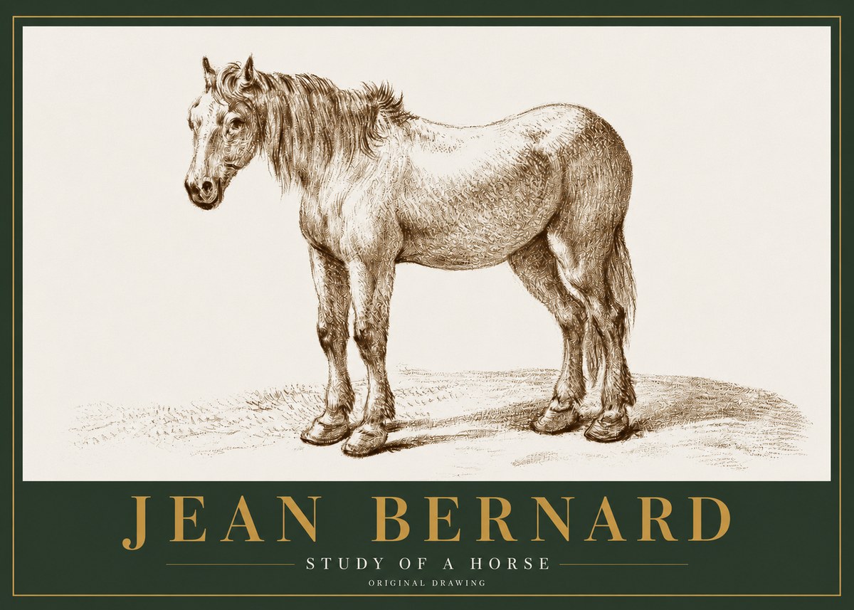 Jean Bernard Study of a Horse XIV No2 - Plakat