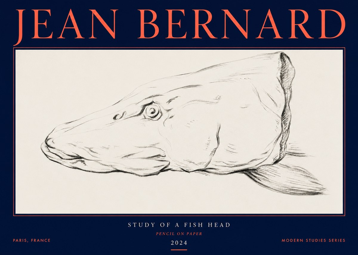 Jean Bernard Study of a Fish Head No3 - Plakat