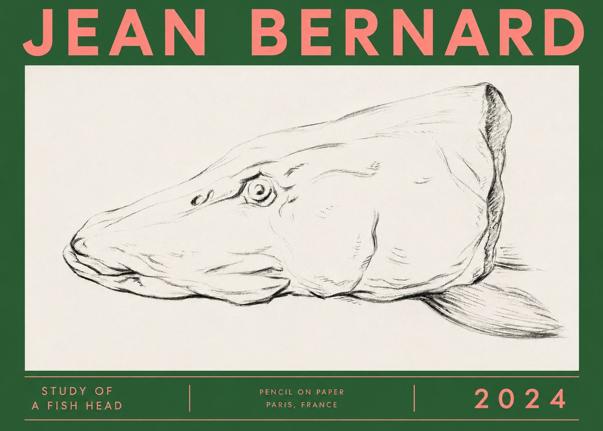 Jean Bernard Study of a Fish Head No4 - Plakat